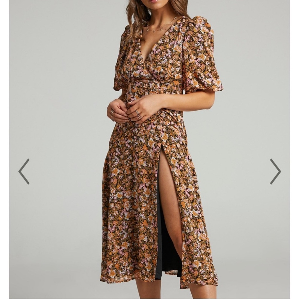 Showpo Womens Floral Midi Dress Size 8 Wedding Guest Special Occasion Event NWT
